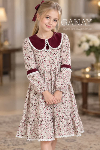 کدمحصول ۲۰۱۱۱ پیراهن مخمل کبریتی دخترونه مدل یلدا